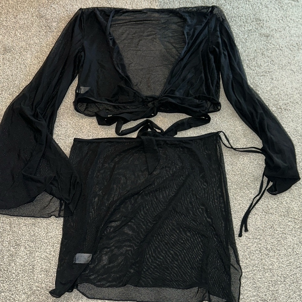 437 Swim sarong set in black
